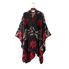 Warm shawl with various patterns such as flowers