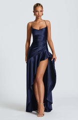 Women's Backless Ruffles Irregular Dress