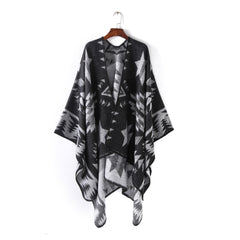 Warm shawl with various patterns such as flowers