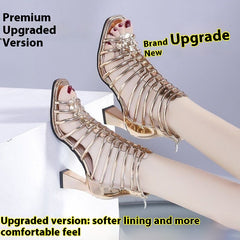 Horseshoe Heel Roman Sandals High-top Peep Toe Shoes