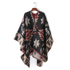 Warm shawl with various patterns such as flowers