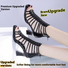 Horseshoe Heel Roman Sandals High-top Peep Toe Shoes