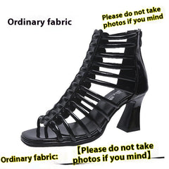 Horseshoe Heel Roman Sandals High-top Peep Toe Shoes