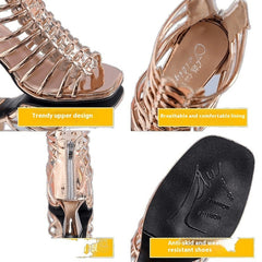 Horseshoe Heel Roman Sandals High-top Peep Toe Shoes