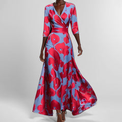 Fashion Print Half-sleeve V-neck Dress