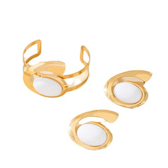 Circle Stud Earrings Bangle Women Jewelry Suit