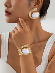 Circle Stud Earrings Bangle Women Jewelry Suit