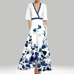 Fashion Print Half-sleeve V-neck Dress