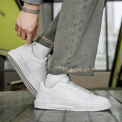 Flat Bottom Comfort Board Korean Leather Casual Sneakers