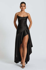 Women's Backless Ruffles Irregular Dress