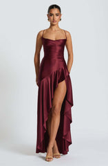 Women's Backless Ruffles Irregular Dress