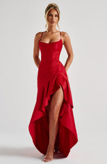 Women's Backless Ruffles Irregular Dress