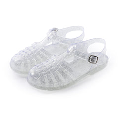 Crystal Flat Hollowed Sandals Roman Shoes Closed Toe Women's Sandals