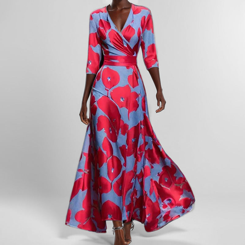 Fashion Print Half-sleeve V-neck Dress